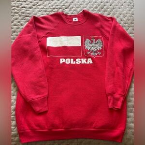 Vintage Poland “Polska” Country Crewneck Sweatshirt Size XL